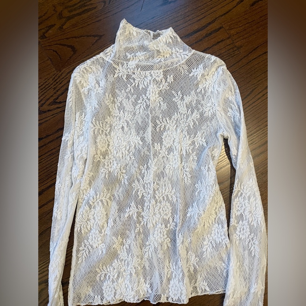 Free people lace sheer turtleneck